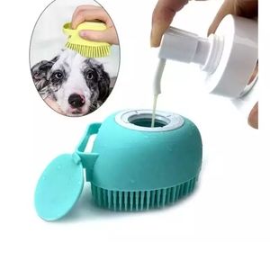 Pet bath brushes massage shampoo dispenser dog grooming silicone shower brush